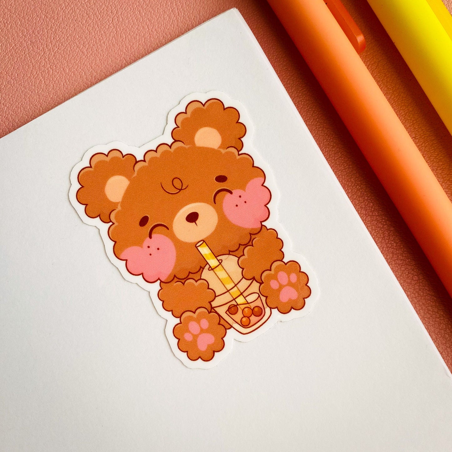 Milk Boba Tea Teddy Bear Sticker