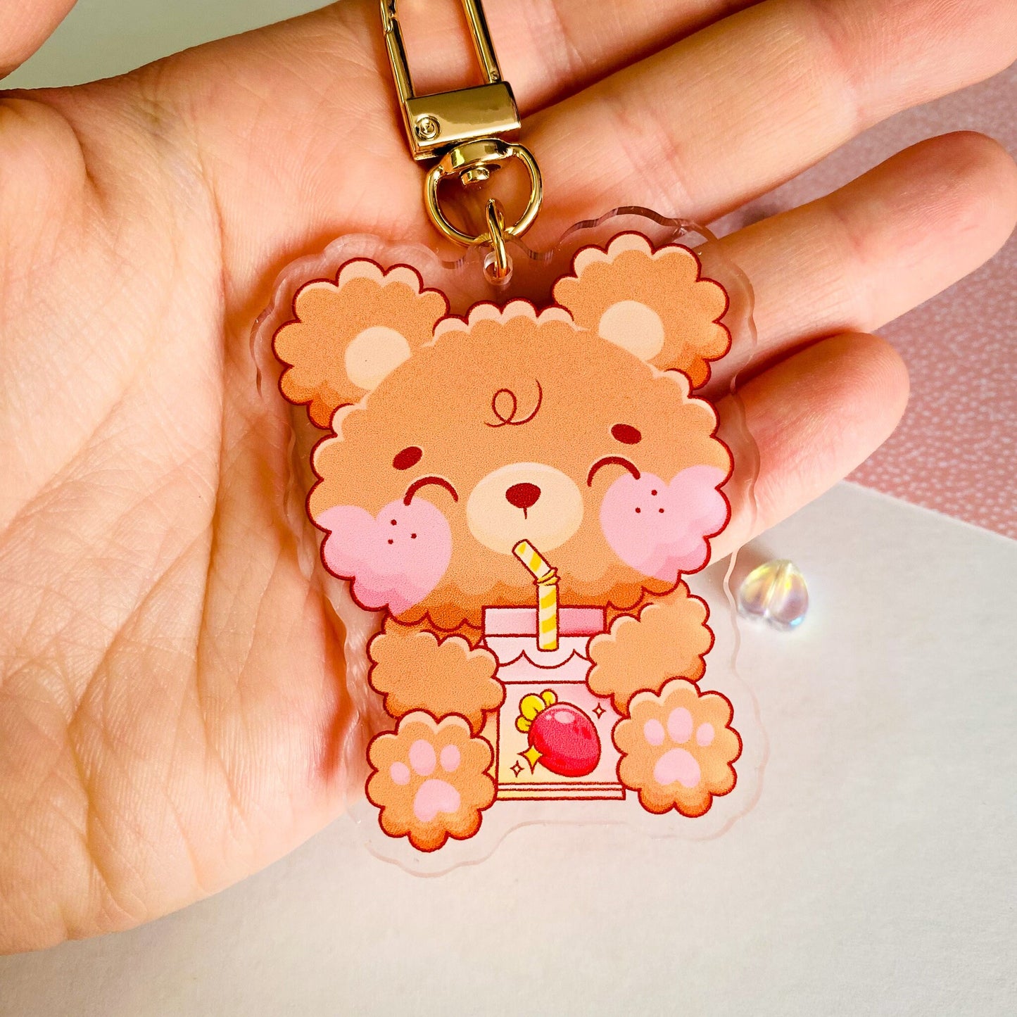 Strawberry Milk Bear Acrylic Keychain