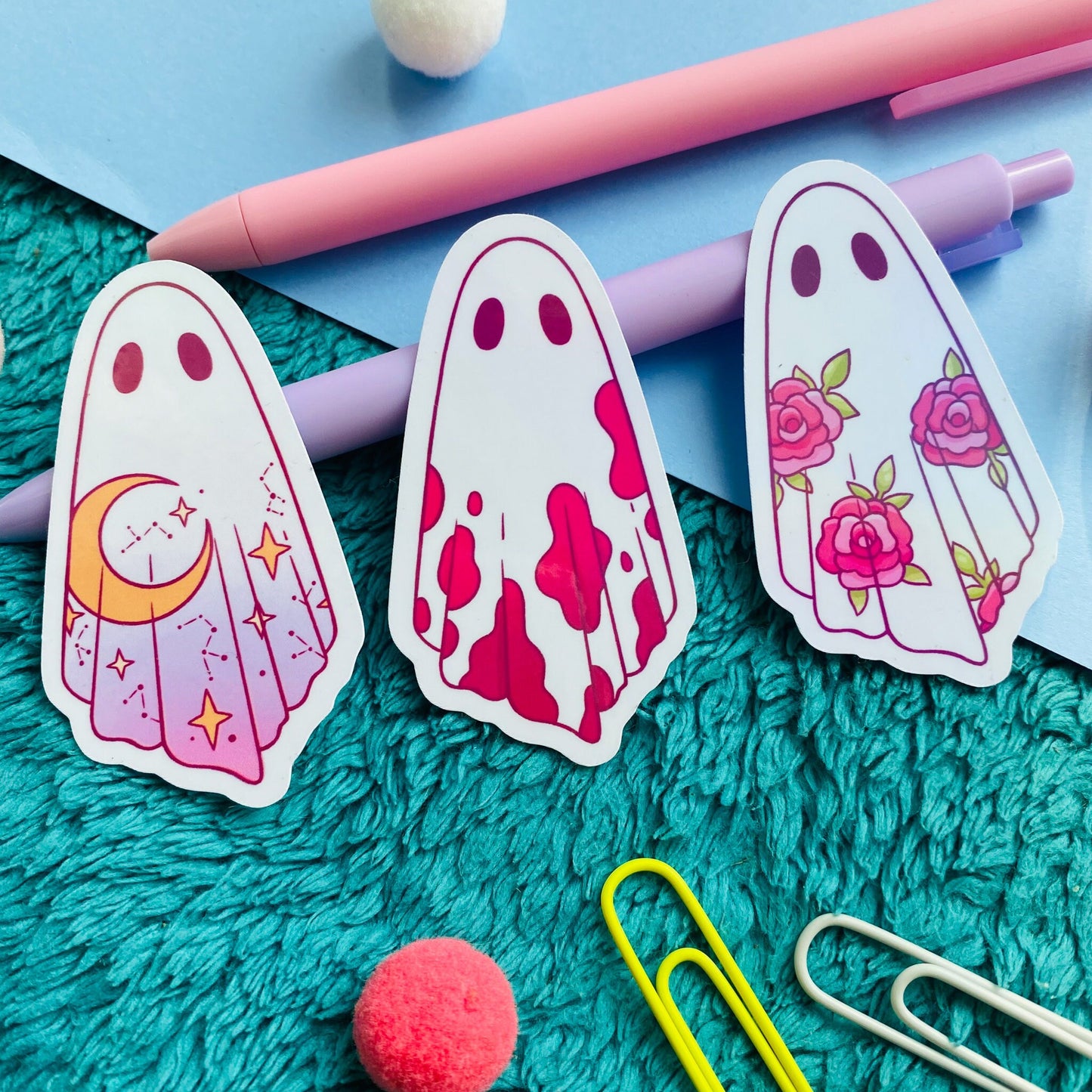 Rose, Cow and Moon Pattern Ghost Sticker