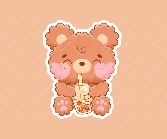 Milk Boba Tea Teddy Bear Sticker