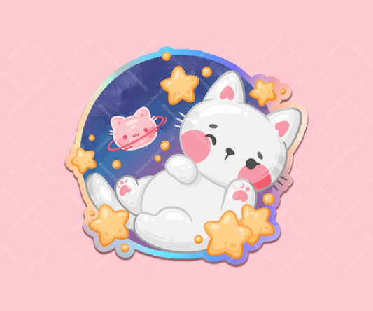 Space Kitty in Space Sticker