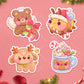 Christmas Teddy Bear, Candycane Bee, Deer with Star, Hot Chocolate Sticker