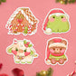 Christmas Gingerbread House, Frogin Hat, Mistletoe Cow, Teddy Bear in Hat Sticker