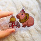 Christmas Cappybara and Frog Sticker