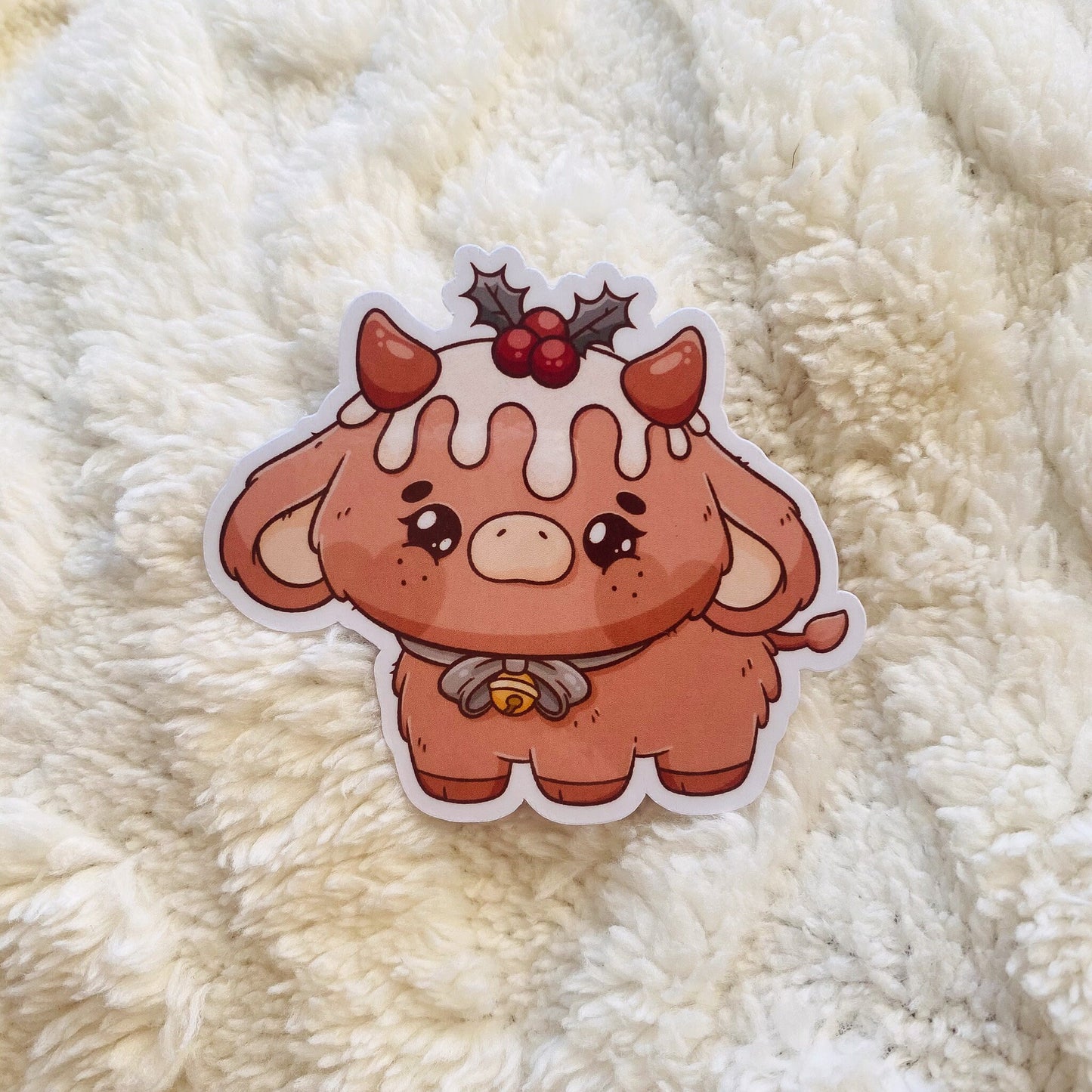 Christmas Figgy Pudding Cow Sticker