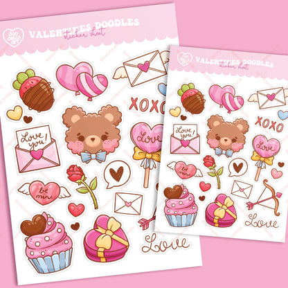 Valentine Doodles Sticker Sheet