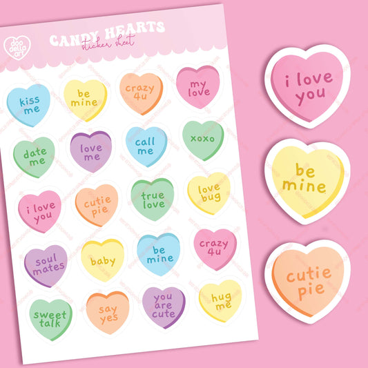 Valentine Candy Hearts Sticker Sheet