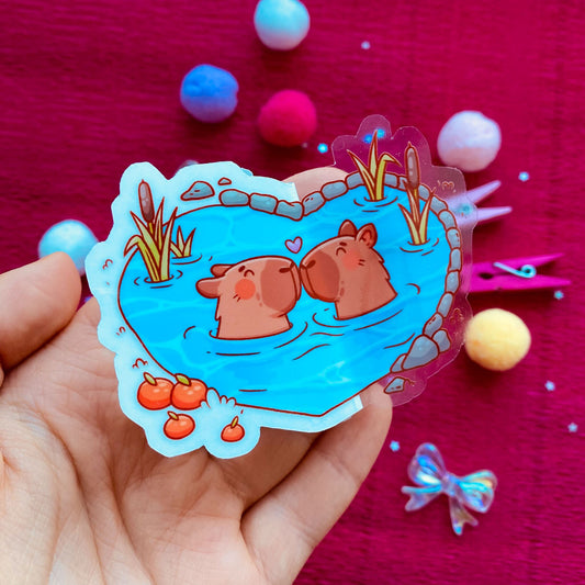 Capybara Couple in Pond Sticker