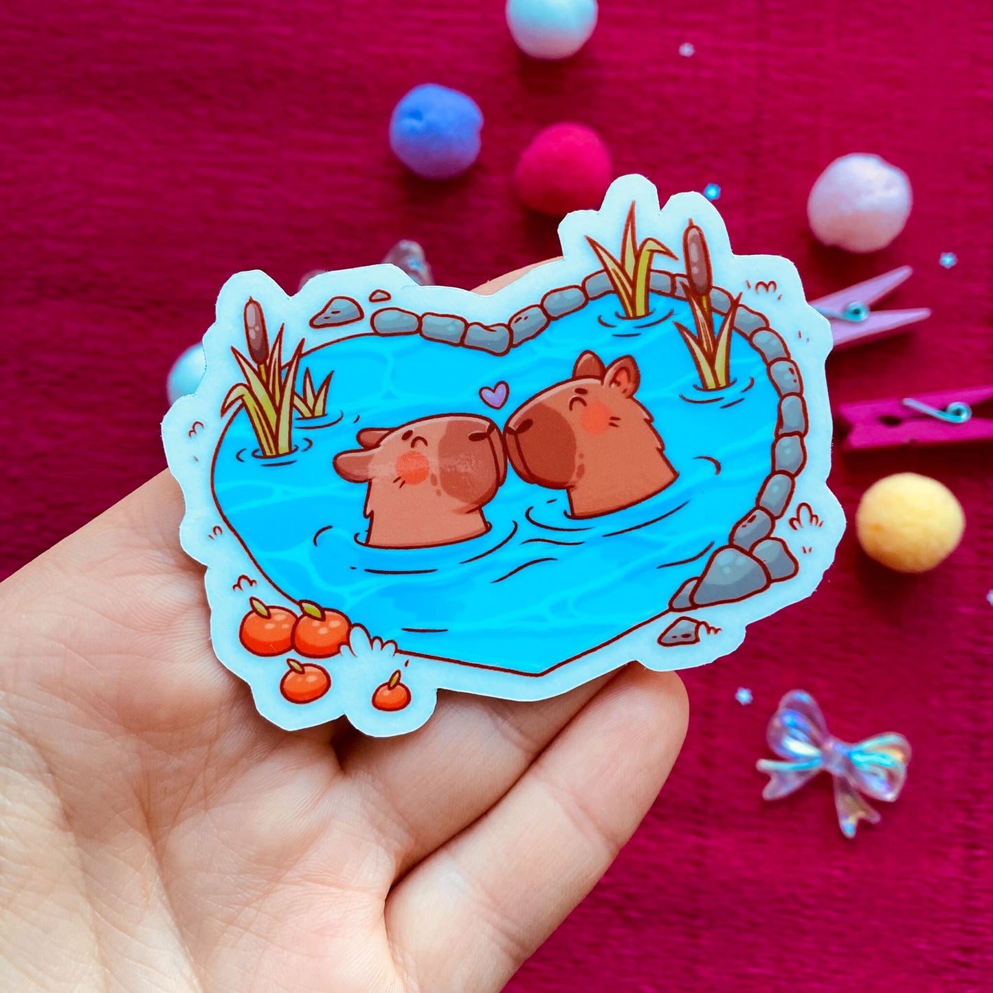 Capybara Couple in Pond Sticker