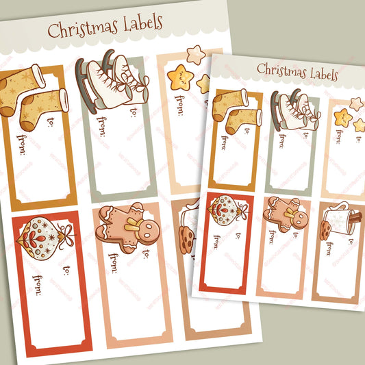 Christmas Present Labels Sticker Sheet, Set 1