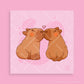 Capybara Couple Kissing Art Print