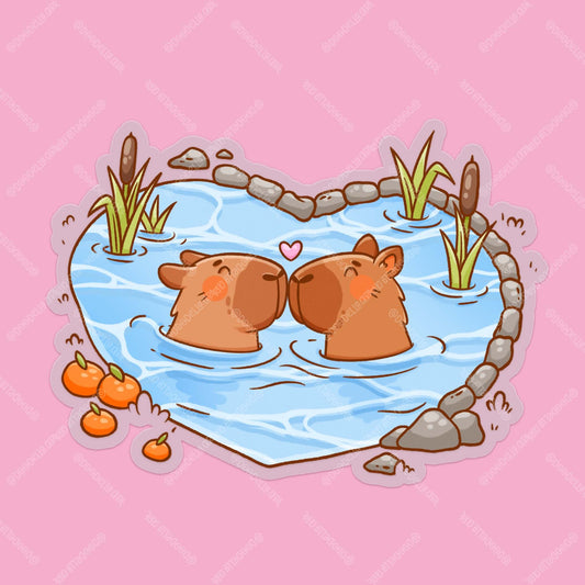 Capybara Couple in Pond Sticker