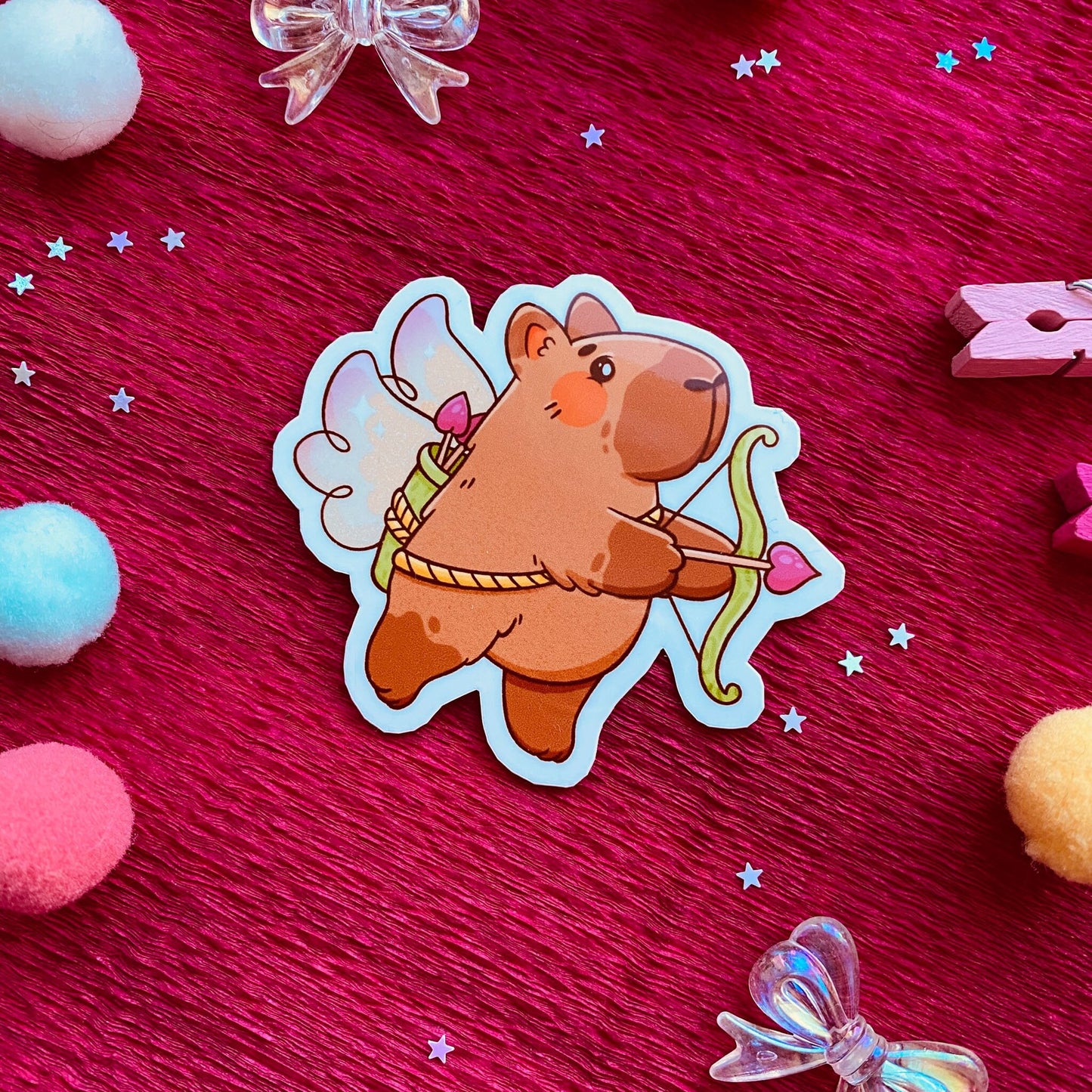 Capybara Cupid Sticker