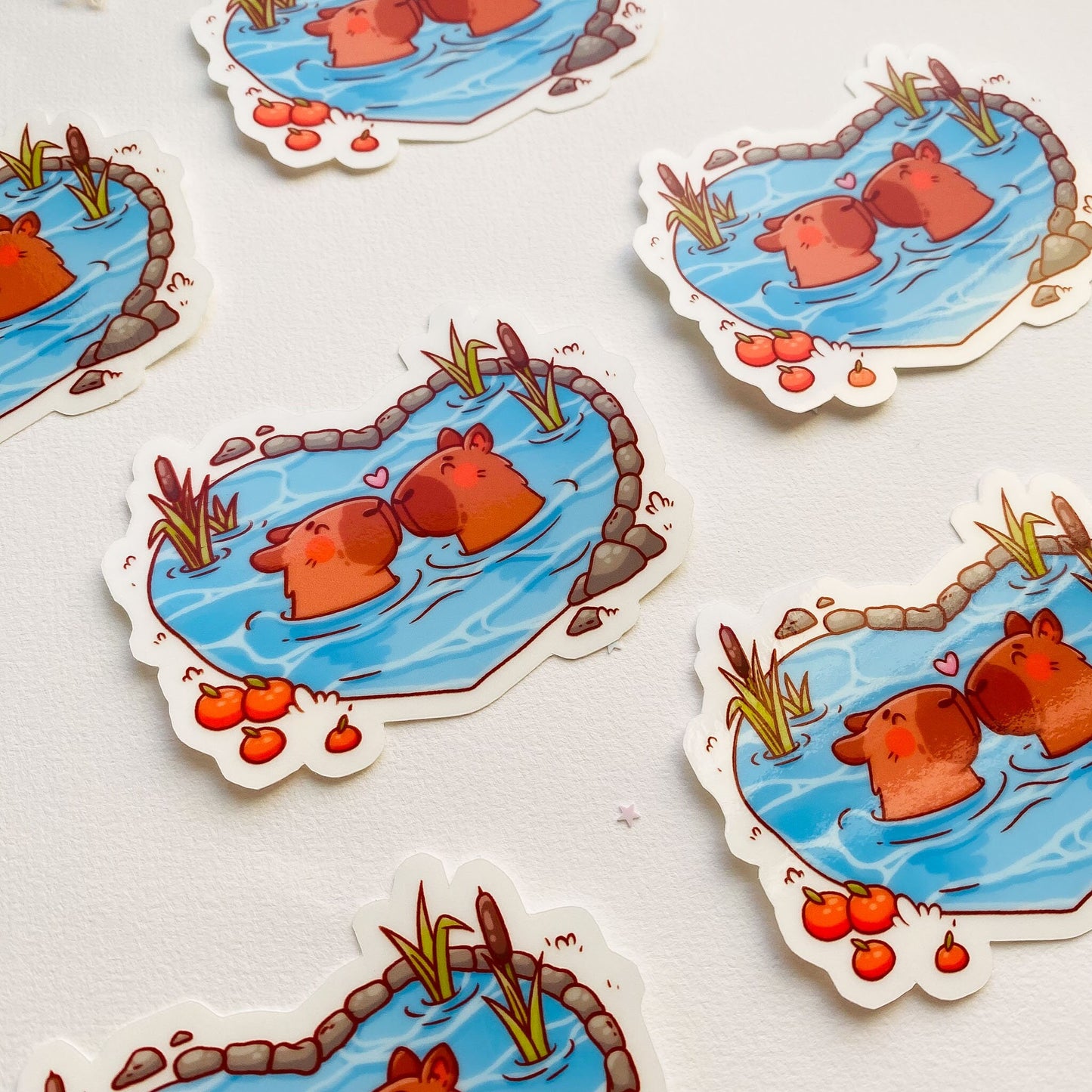 Capybara Couple in Pond Sticker