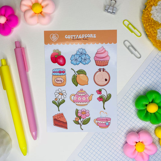 Sweet Treats and Flowers Cottagecore Sticker Sheet