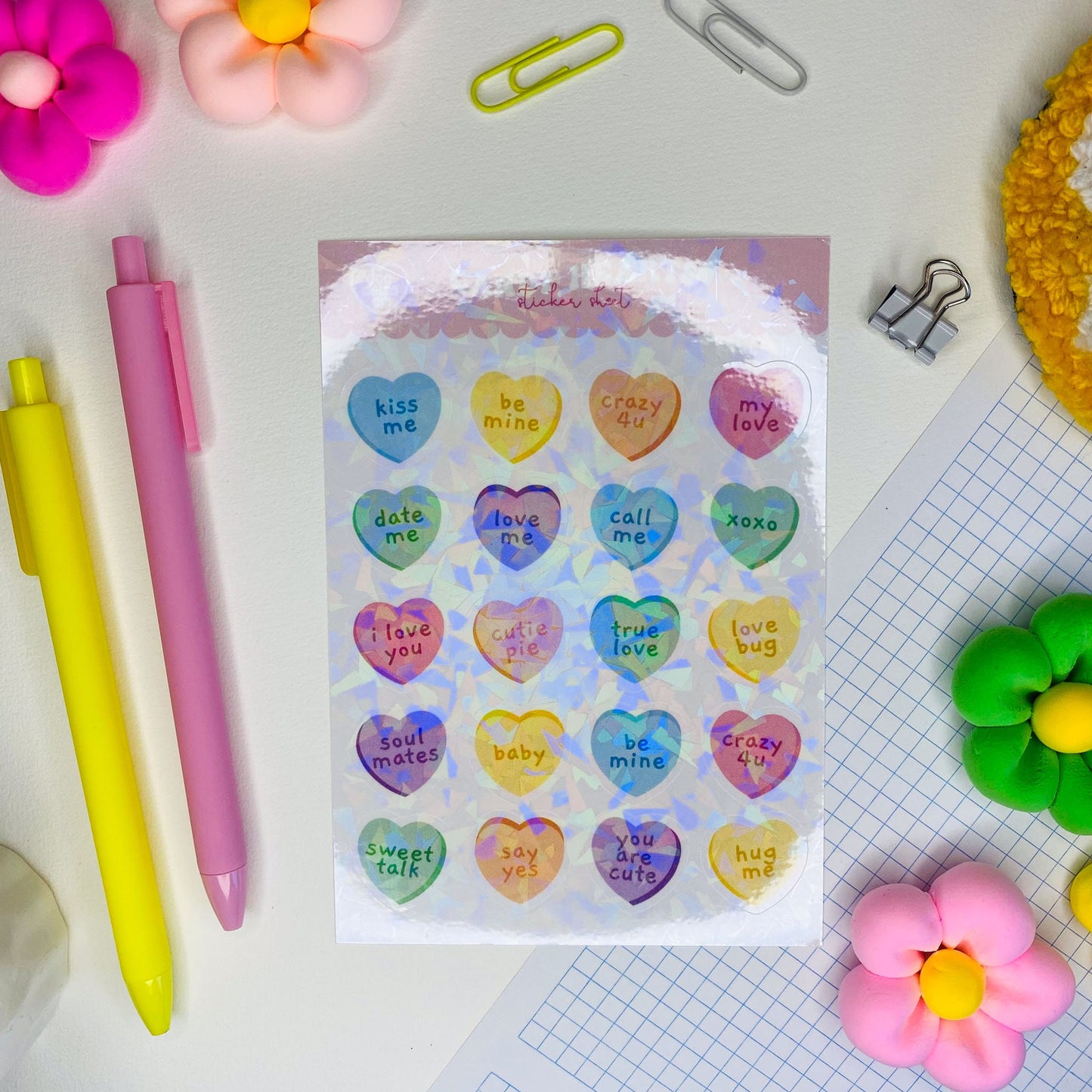 Valentine Candy Hearts Sticker Sheet