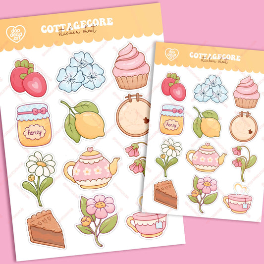 Sweet Treats and Flowers Cottagecore Sticker Sheet