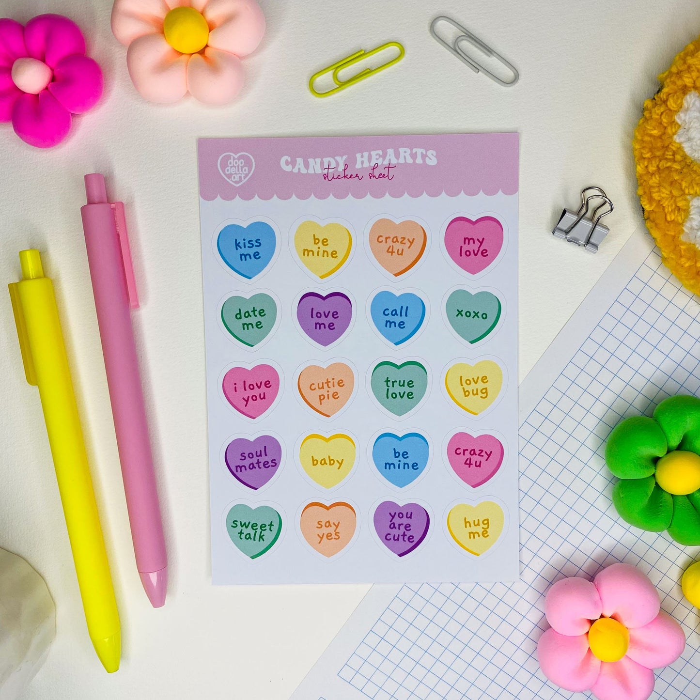 Valentine Candy Hearts Sticker Sheet