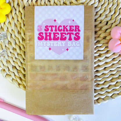 Sticker Sheet Mystery Bag, 3 or 5 Sticker Sheet Surprise Grab Bag