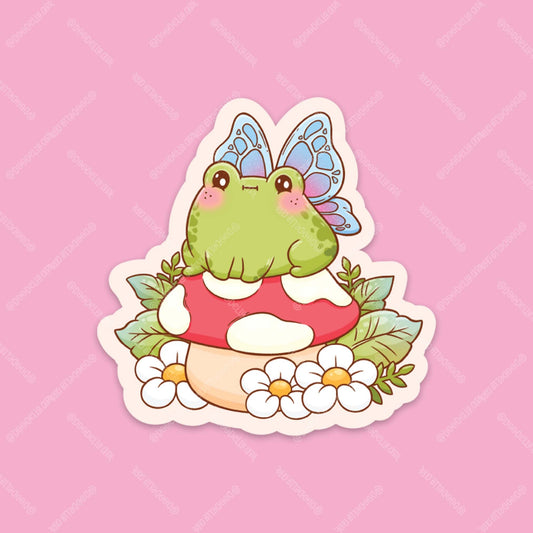 Magical Frog Fairy Toadstool Sticker