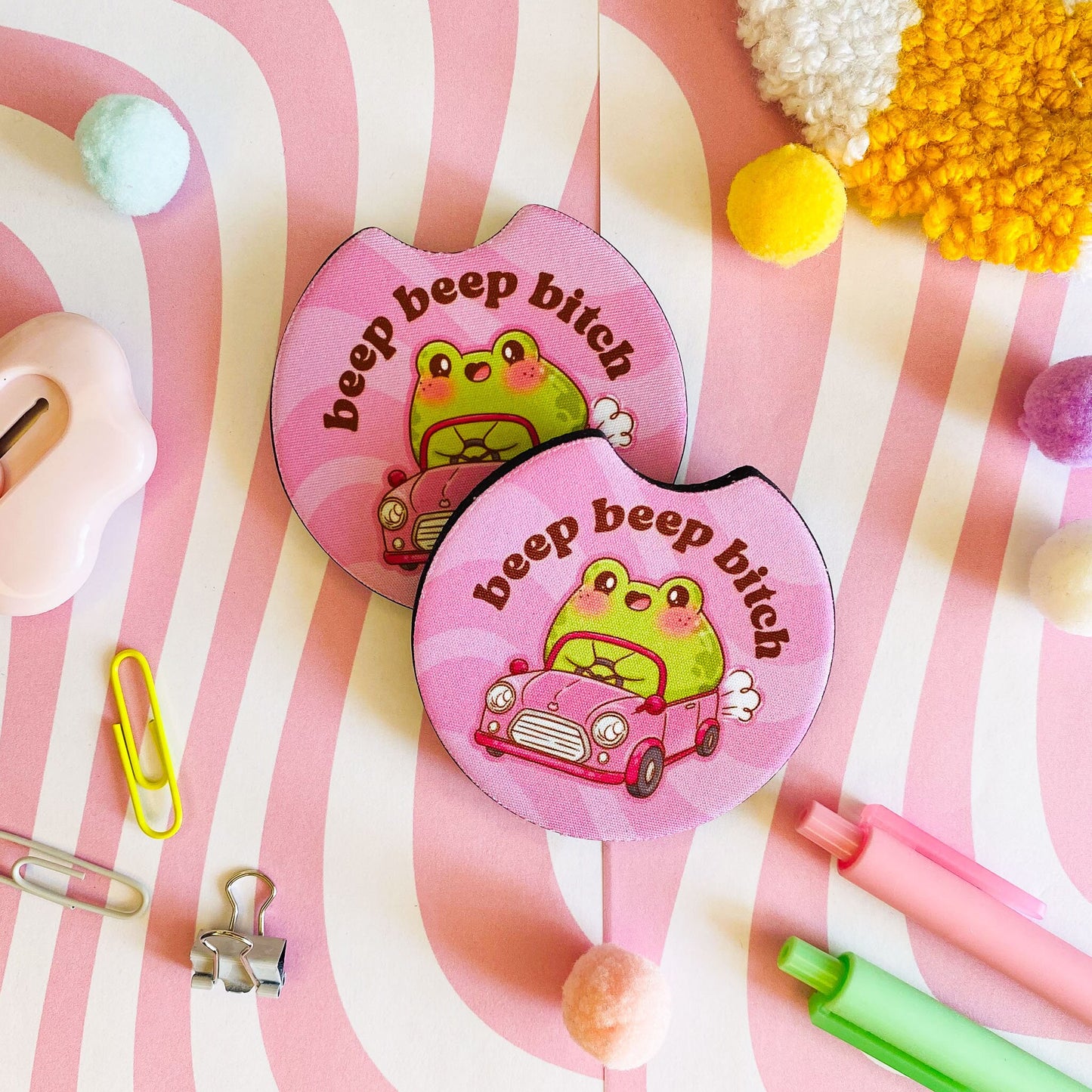 Sassy Frog Car Coaster Sets