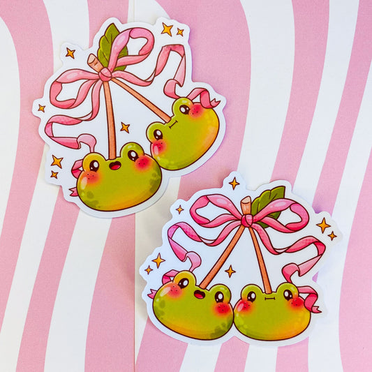 Coquette Frog Cherries Sticker