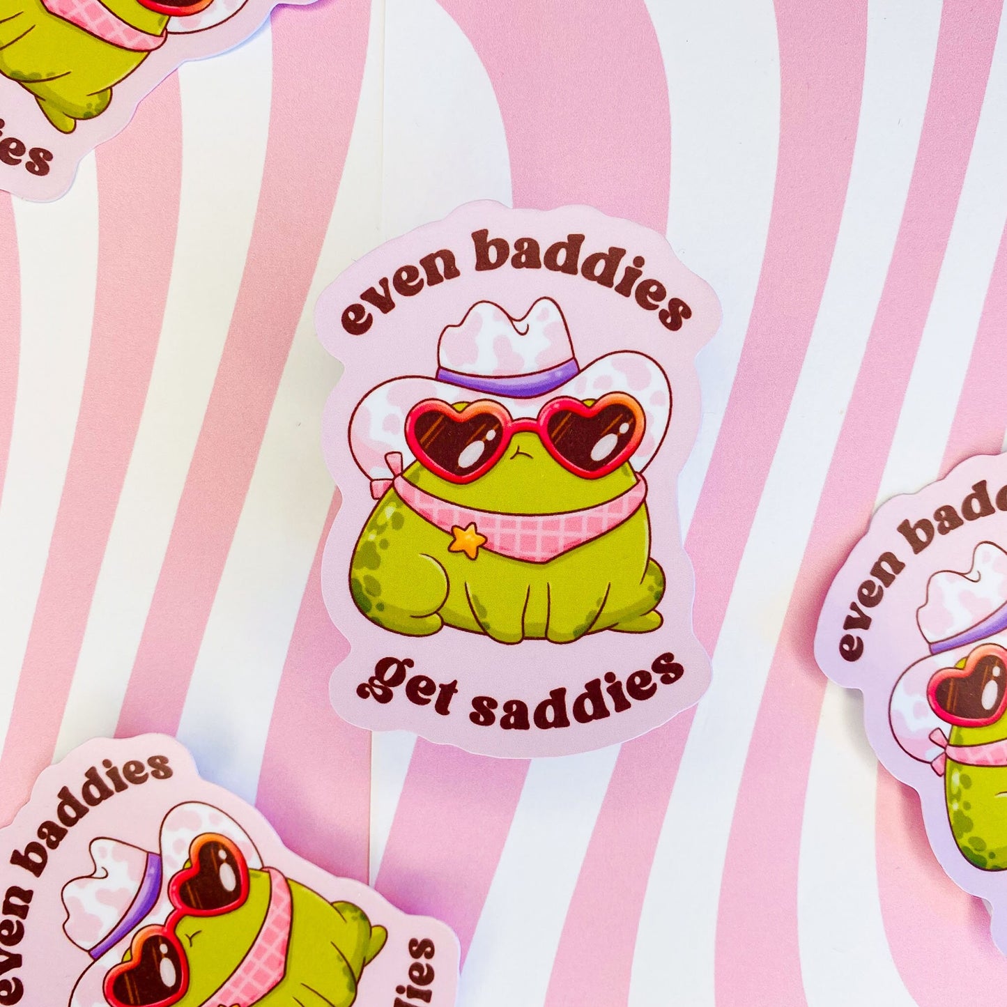 Even Baddies Get Saddies Cowboy Frog Sticker