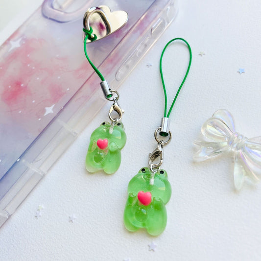 Froggy with Heart Phone Charm