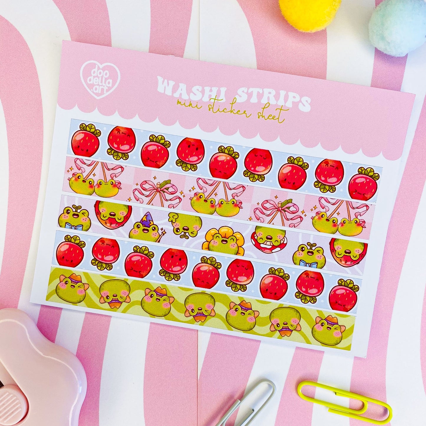 Fun Froggy and Berry Washi Strip Sticker Sheet