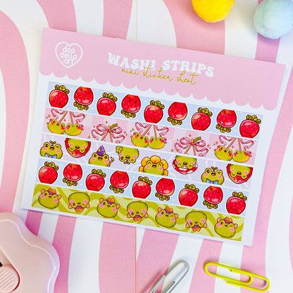 Fun Froggy and Berry Washi Strip Sticker Sheet