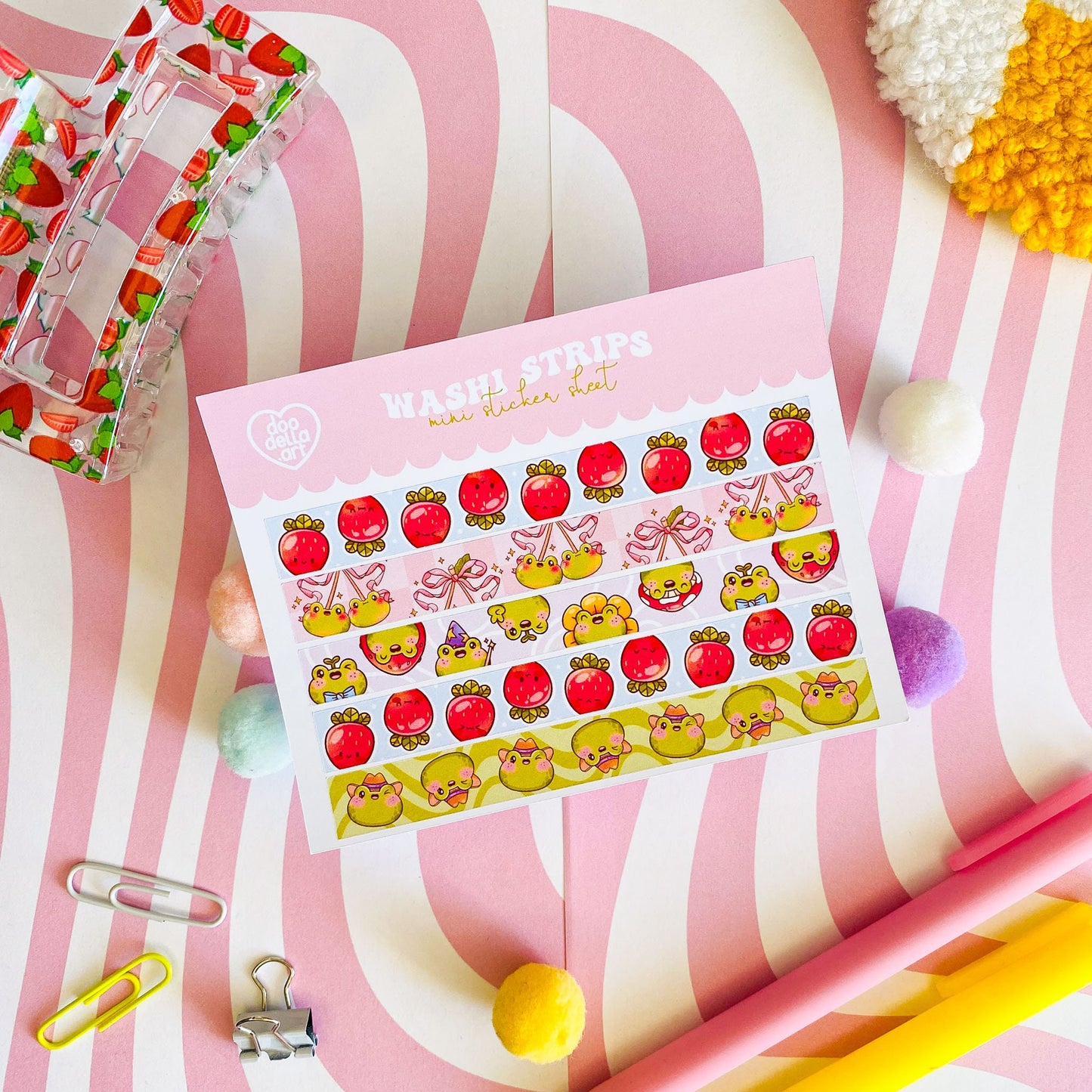 Fun Froggy and Berry Washi Strip Sticker Sheet