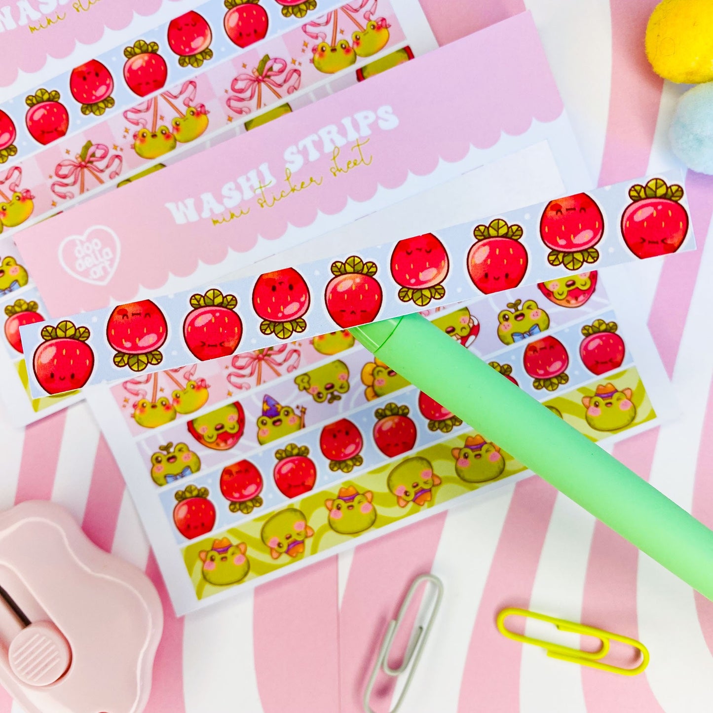 Fun Froggy and Berry Washi Strip Sticker Sheet