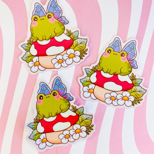 Magical Frog Fairy Toadstool Sticker