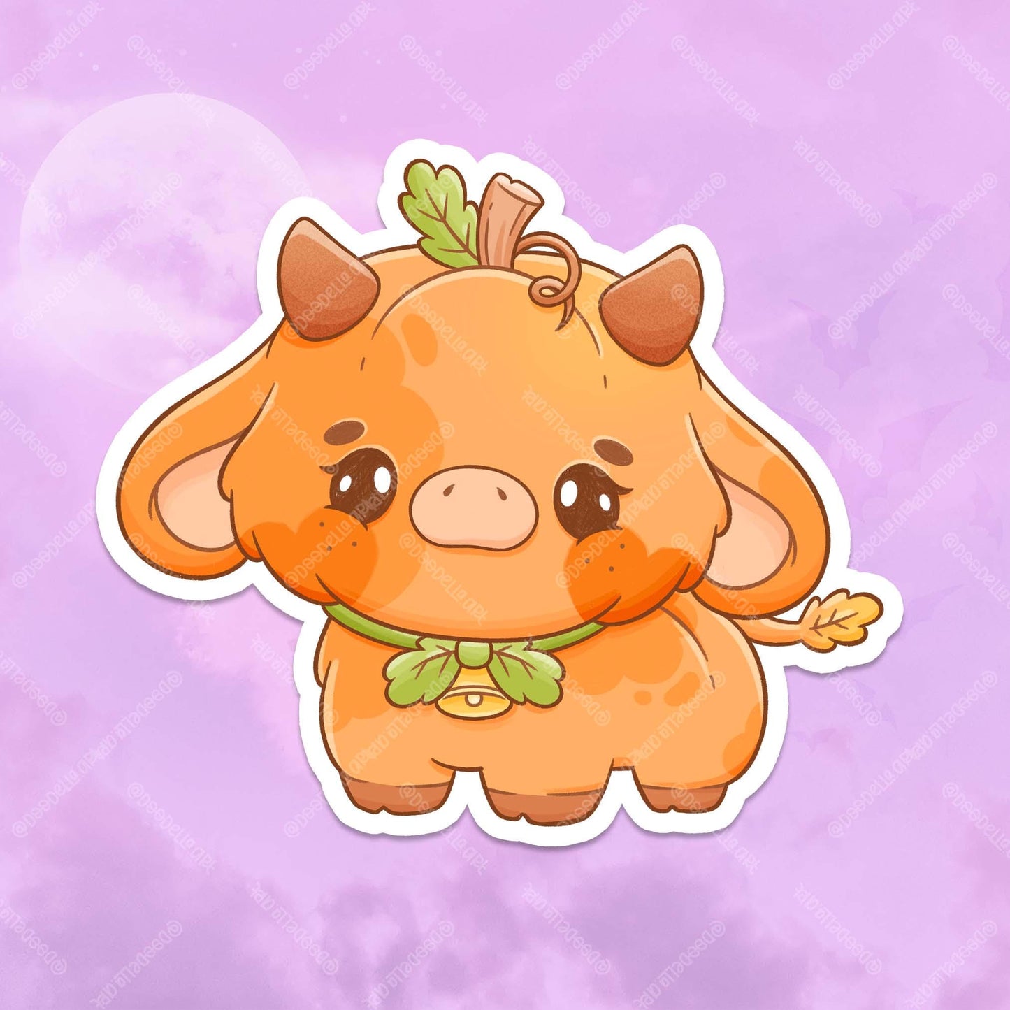 Cute Pumpkin Cow Sticker