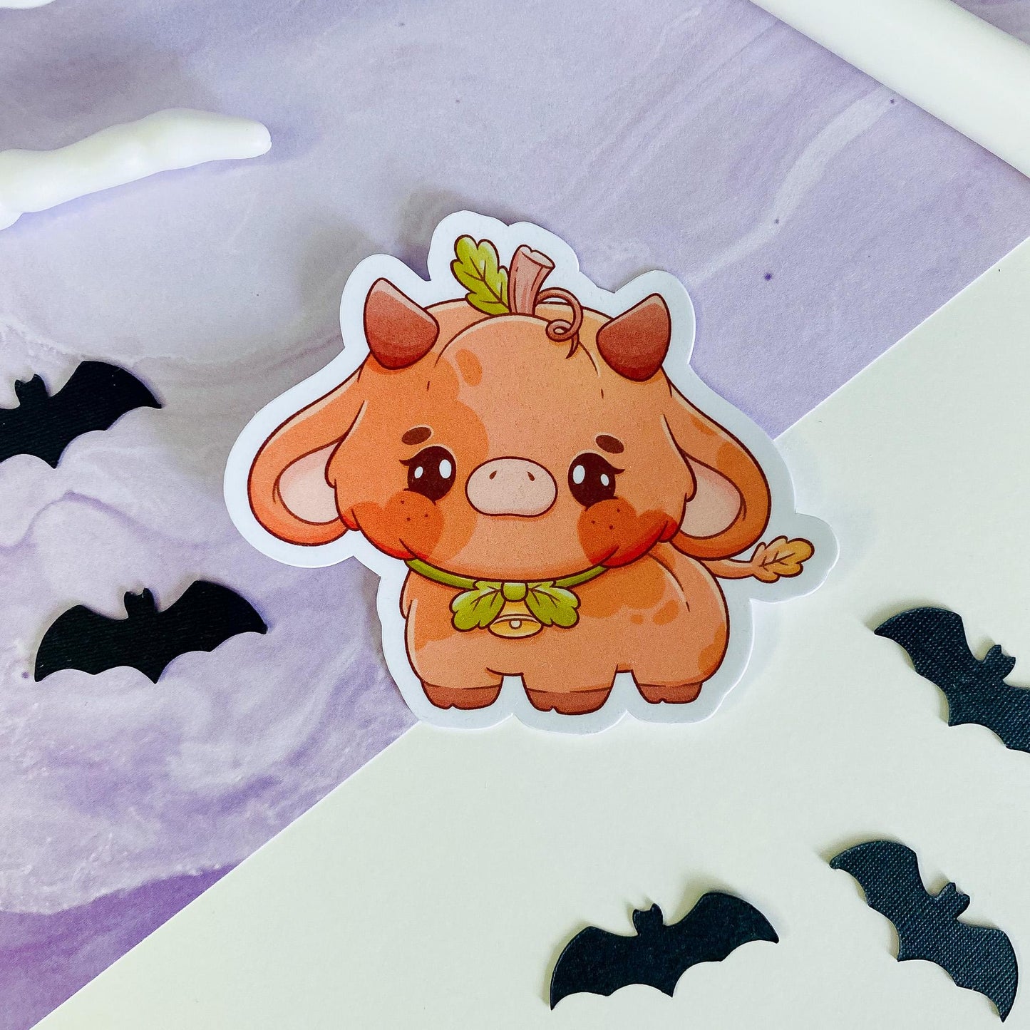 Cute Pumpkin Cow Sticker