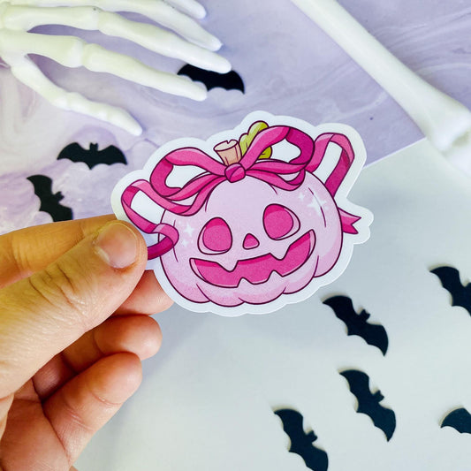 Pink Coquette Pumpkin Sticker