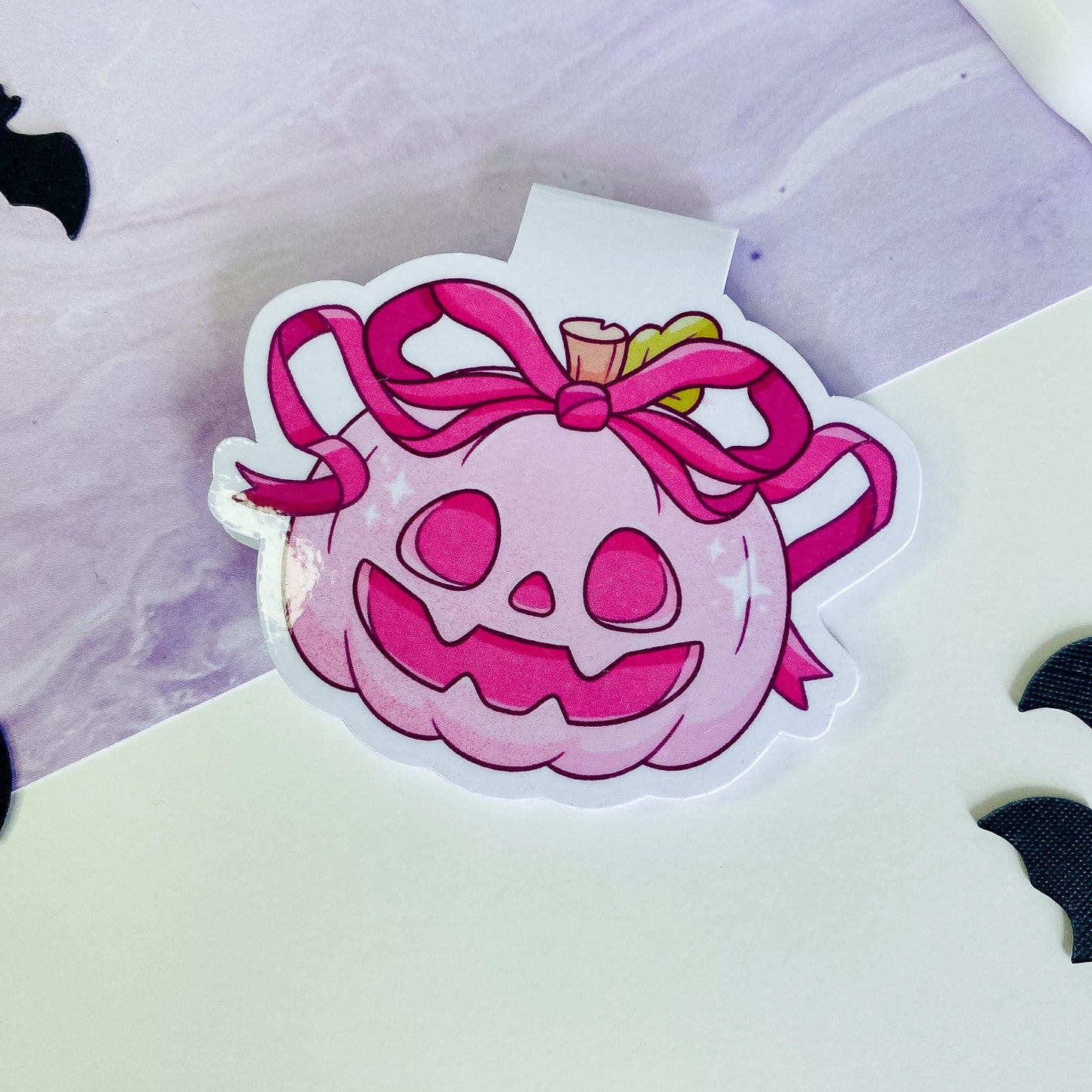 Pink Coquette Pumpkin Magnetic Bookmark