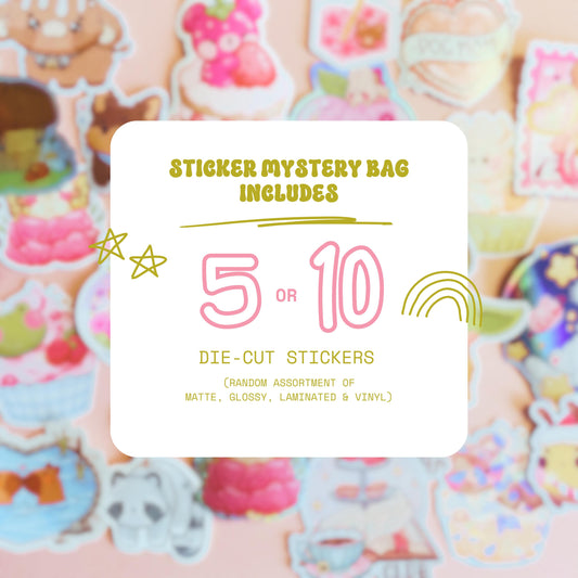 Sticker Mystery Bag, 5 or 10 Stickers Surprise Grab Bag