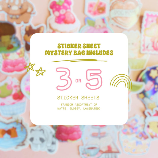 Sticker Sheet Mystery Bag, 3 or 5 Sticker Sheet Surprise Grab Bag