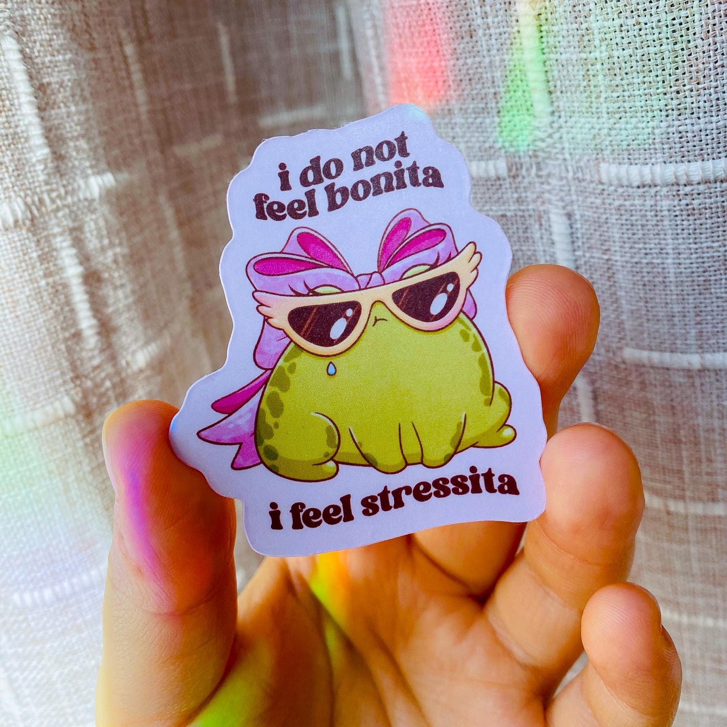 Don't Feel Bonita Feel Stressita Coquette Frog Sticker