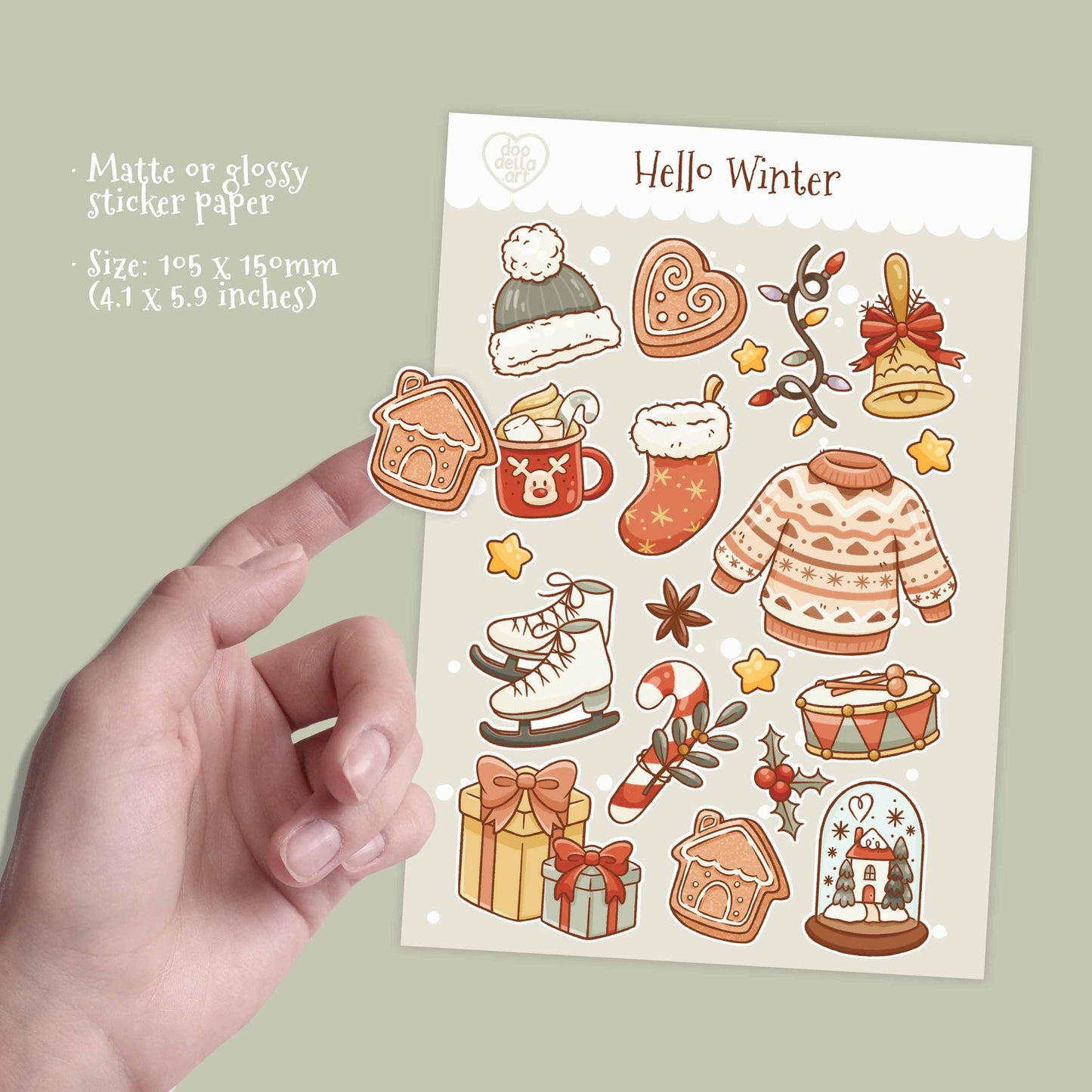 Hello Winter Christmas Sticker Sheet