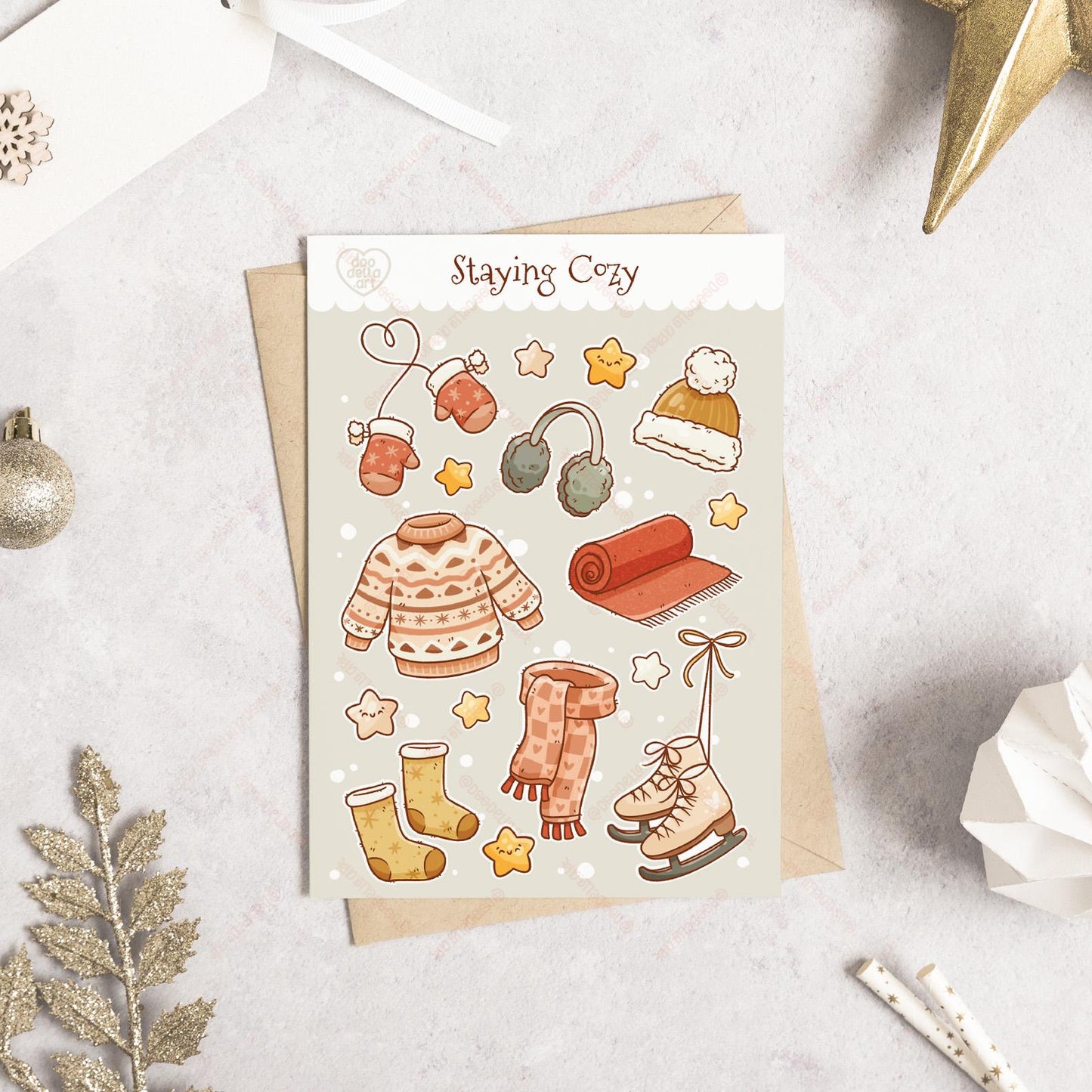 Staying Cozy Winter Christmas Sticker Sheet