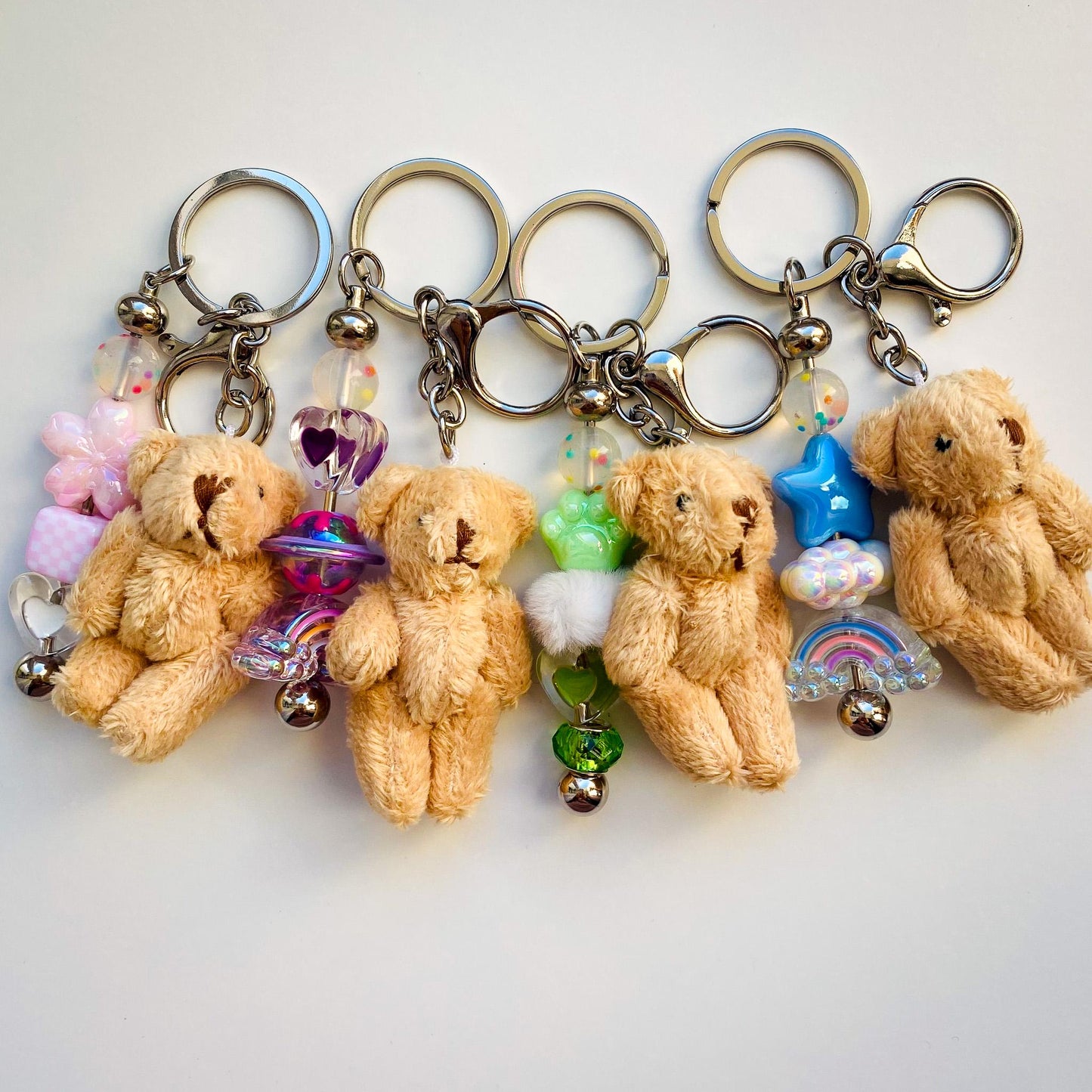 Mini Teddy Bear Beaded Fidget Keychains