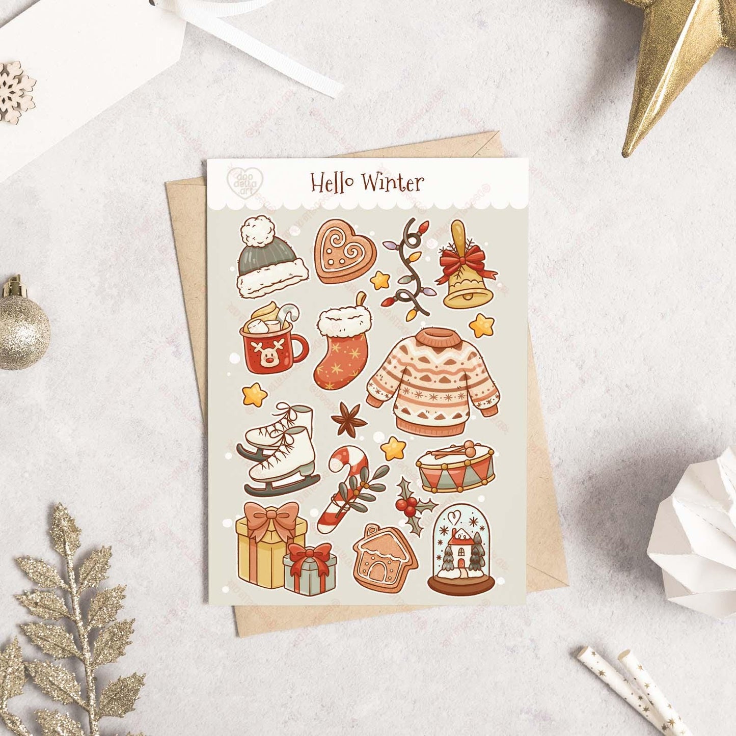 Hello Winter Christmas Sticker Sheet