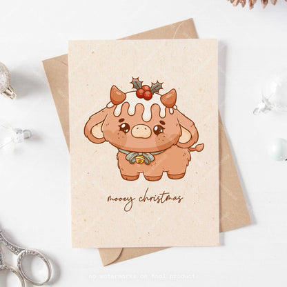 Mooey Christmas Cow Greeting Card