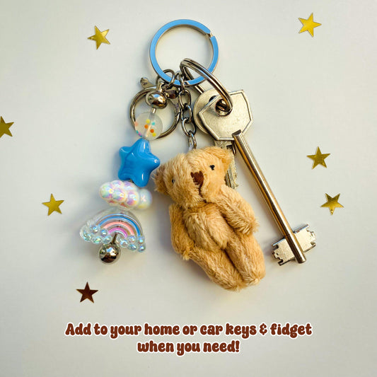 Mini Teddy Bear Beaded Fidget Keychains