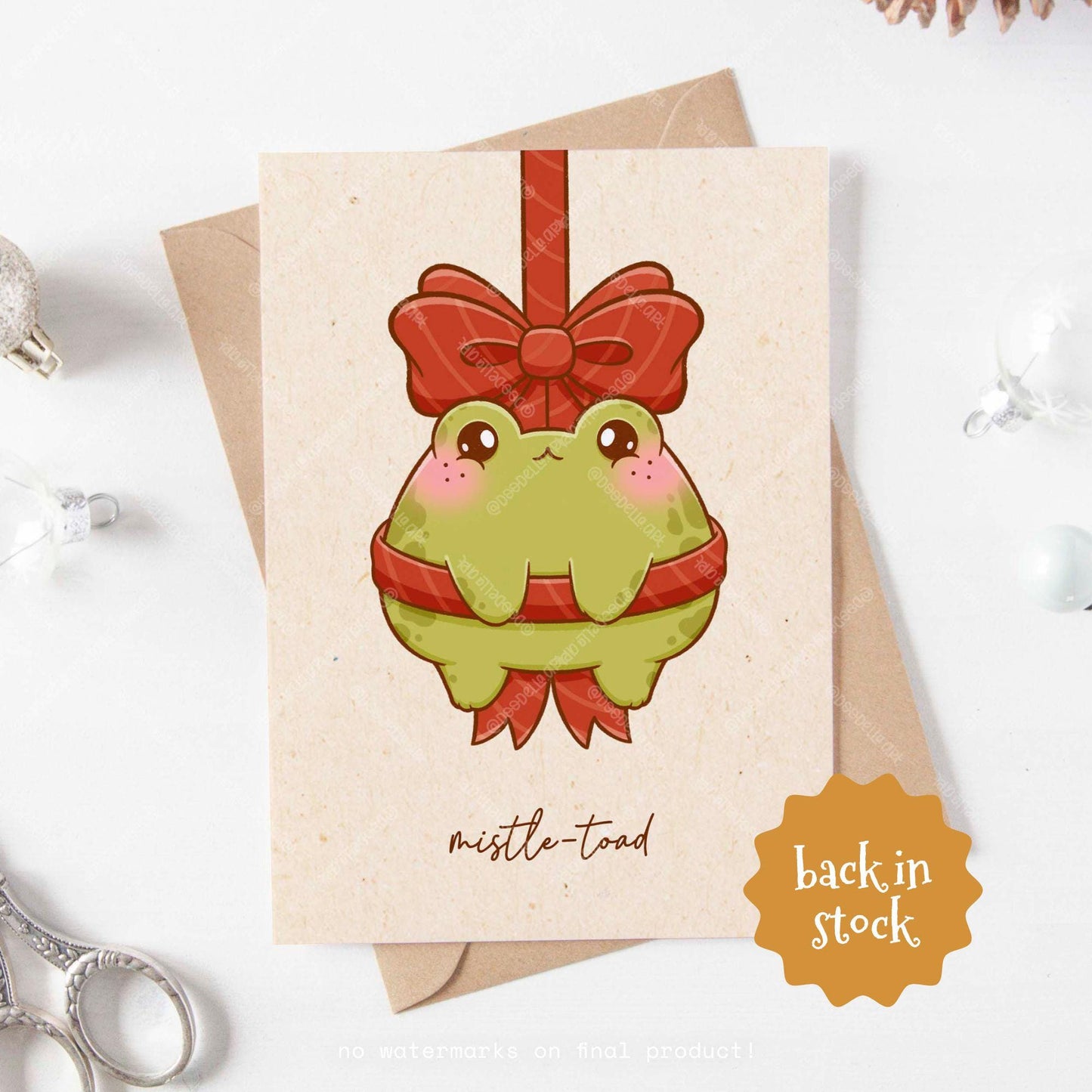 Mistle-toad Christmas Froggy Greeting Card