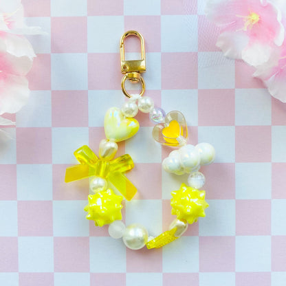 Chunky Bead Bag Charm Keychain, Large Textured Bead Wrist Lanyard, Beaded 90s Y2K Charm Strap Wristlet, Kawaii Bag Phone Key Accessory
