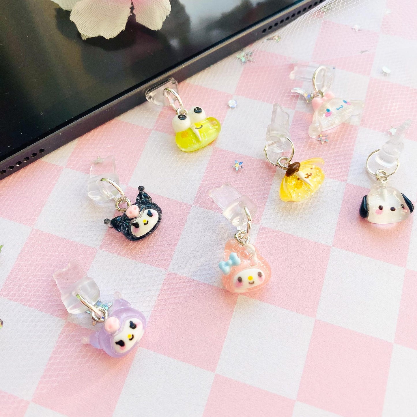 Sanrio Characters Dust Plug, My Melody Kuromi Kerropi Cinamoroll Charm Dust Plug for Switch Gaming Controller Earphone Audio Jack Attachment