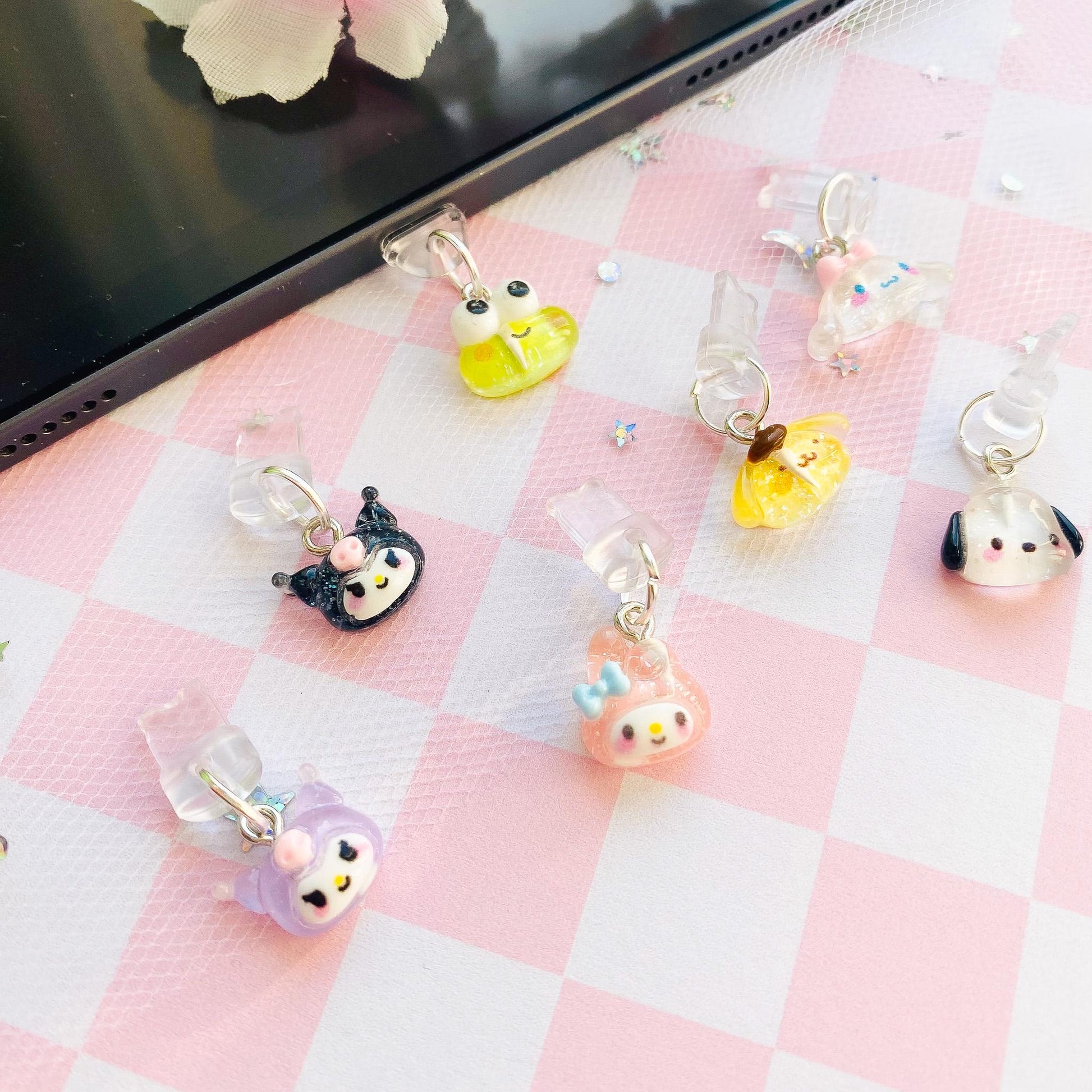 Sanrio Characters Dust Plug, My Melody Kuromi Kerropi Cinamoroll Charm Dust Plug for Switch Gaming Controller Earphone Audio Jack Attachment
